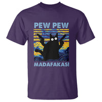 Funny Cat T Shirt Pew Pew Madafakas Retro Vintage Starry Night - Wonder Print Shop