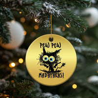 Funny Burnt Cat Christmas Ornament Pew Pew Madafakas - Wonder Print Shop
