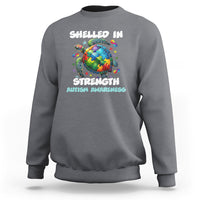 Turtle Autism Acceptance Sweatshirt Shelled In Strength - Wonder Print Shop