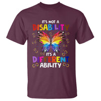 Butterfly Autism T Shirt It's Not A Disability It's A Different Ability Spectrum Rainbow Infinity - Wonder Print Shop