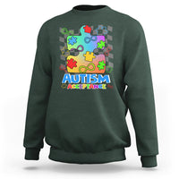 Autism Acceptance Sweatshirt Retro Groovy Puzzle Piece Spectrum Rainbow Infinity Symbol - Wonder Print Shop