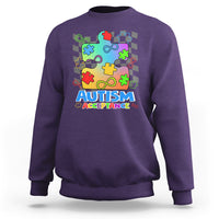Autism Acceptance Sweatshirt Retro Groovy Puzzle Piece Spectrum Rainbow Infinity Symbol - Wonder Print Shop