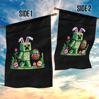 Pixel Easter Bunny Gamer Parody Graphic Garden Flag Funny Block Style Rabbit with Eggs Basket Gaming Humor Gift