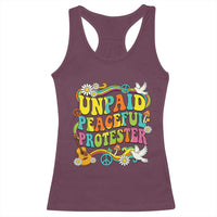 Unpaid Peaceful Protester Retro Hippie Rainbow Racerback Tank Top Flower Power Peace Activist