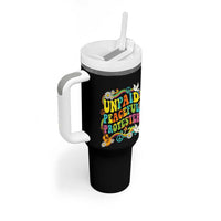 Unpaid Peaceful Protester Retro Hippie Rainbow Tumbler With Handle Flower Power Peace Activist