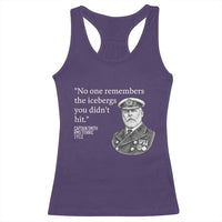 Funny Vintage Ship Captain Saying Racerback Tank Top No One Remembers the Icebergs You Did Not Hit Dark Humor