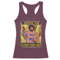 Justice for Lemon Pound Cake Vintage Retro Racerback Tank Top Funny Viral Hip Hop Meme Parody Internet Culture Fans