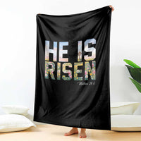He Is Risen Matthew 28:6 Floral Christian Easter Throw Blanket Spring Flowers Cross Landscape Faith Inspirational Gift