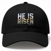 He Is Risen Matthew 28:6 Floral Christian Easter Baseball Cap Spring Flowers Cross Landscape Faith Inspirational Gift