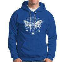Moth Hoodie Geometric Moon Phases Moth Death's Head Hawkmoth Occult Nature Mandala Mystic Night Peaceful Meditation Shirt for Women, Moth T-shirt, Spirituality Shirt - Wonder Print Shop