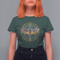 Moth T Shirt For Women Geometric Death's Head Hawkmoth Moth Mandala Insect Nature Spiritual Mystic Peaceful Meditation Magical Shirt for Women, Moth T-shirt, Moth Lover Gift, Insect Lover Shirt, Spirituality Shirt - Wonder Print Shop