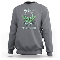 Moth Sweatshirt Mystical Moth Nature Is My Church Faith Moon Child Moonlight Religious Celestial Boho Hippie Floral Moth Spiritual Shirt for Womenm Moth T-shirt, Spirituality Shirt - Wonder Print Shop