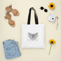 Live Fast Die Loud Leave A Beautiful Exoskeleton Celestial Moth Tote Bag, Vintage Black and White Spiritual Tote Bag for Women Tote Bag - Wonder Print Shop