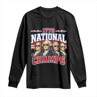 1776 National Champs Founding Fathers Graphic Long Sleeve Shirt Funny George Washington and Presidents Sunglasses Sports Style Patriotic