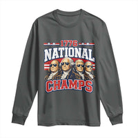1776 National Champs Founding Fathers Graphic Long Sleeve Shirt Funny George Washington and Presidents Sunglasses Sports Style Patriotic
