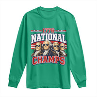 1776 National Champs Founding Fathers Graphic Long Sleeve Shirt Funny George Washington and Presidents Sunglasses Sports Style Patriotic