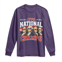 1776 National Champs Founding Fathers Graphic Long Sleeve Shirt Funny George Washington and Presidents Sunglasses Sports Style Patriotic