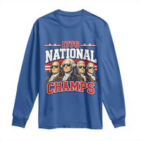 1776 National Champs Founding Fathers Graphic Long Sleeve Shirt Funny George Washington and Presidents Sunglasses Sports Style Patriotic