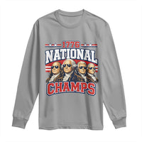 1776 National Champs Founding Fathers Graphic Long Sleeve Shirt Funny George Washington and Presidents Sunglasses Sports Style Patriotic