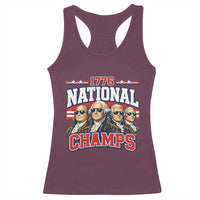 1776 National Champs Founding Fathers Graphic Racerback Tank Top Funny George Washington and Presidents Sunglasses Sports Style Patriotic