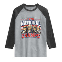 1776 National Champs Founding Fathers Graphic Raglan Shirt Funny George Washington and Presidents Sunglasses Sports Style Patriotic