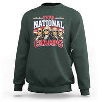 1776 National Champs Founding Fathers Graphic Sweatshirt Funny George Washington and Presidents Sunglasses Sports Style Patriotic