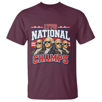 1776 National Champs Founding Fathers Graphic T Shirt Funny George Washington and Presidents Sunglasses Sports Style Patriotic