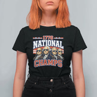 1776 National Champs Founding Fathers Graphic T Shirt For Women Funny George Washington and Presidents Sunglasses Sports Style Patriotic
