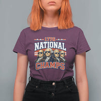 1776 National Champs Founding Fathers Graphic T Shirt For Women Funny George Washington and Presidents Sunglasses Sports Style Patriotic