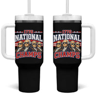 1776 National Champs Founding Fathers Graphic Tumbler With Handle Funny George Washington and Presidents Sunglasses Sports Style Patriotic