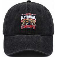 1776 National Champs Founding Fathers Graphic Washed Cotton Baseball Cap Funny George Washington and Presidents Sunglasses Sports Style Patriotic