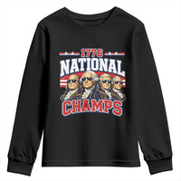 1776 National Champs Founding Fathers Graphic Youth Sweatshirt Funny George Washington and Presidents Sunglasses Sports Style Patriotic