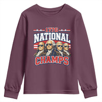 1776 National Champs Founding Fathers Graphic Youth Sweatshirt Funny George Washington and Presidents Sunglasses Sports Style Patriotic
