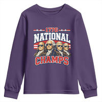 1776 National Champs Founding Fathers Graphic Youth Sweatshirt Funny George Washington and Presidents Sunglasses Sports Style Patriotic