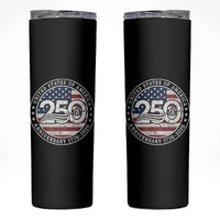 United States of America 250th Anniversary Vintage Seal Skinny Tumbler Distressed American Flag 1776 to 2026 Semiquincentennial Patriotic