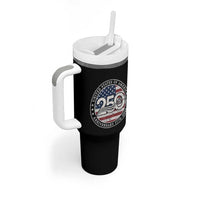 United States of America 250th Anniversary Vintage Seal Tumbler With Handle Distressed American Flag 1776 to 2026 Semiquincentennial Patriotic