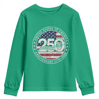 United States of America 250th Anniversary Vintage Seal Youth Sweatshirt Distressed American Flag 1776 to 2026 Semiquincentennial Patriotic