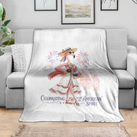 Celebrating 250 Years of American Spirit Flamingo Throw Blanket Cute Patriotic Tropical Bird Summer Landmarks Fireworks