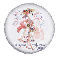 Celebrating 250 Years of American Spirit Flamingo Spare Tire Cover Cute Patriotic Tropical Bird Summer Landmarks Fireworks