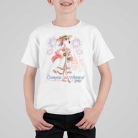 Celebrating 250 Years of American Spirit Flamingo T Shirt For Kid Cute Patriotic Tropical Bird Summer Landmarks Fireworks