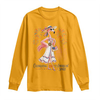 Celebrating 250 Years of American Spirit Flamingo Long Sleeve Shirt Cute Patriotic Tropical Bird Summer Landmarks Fireworks
