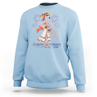 Celebrating 250 Years of American Spirit Flamingo Sweatshirt Cute Patriotic Tropical Bird Summer Landmarks Fireworks