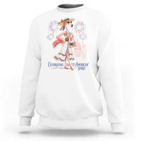 Celebrating 250 Years of American Spirit Flamingo Sweatshirt Cute Patriotic Tropical Bird Summer Landmarks Fireworks