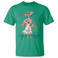 Celebrating 250 Years of American Spirit Flamingo T Shirt Cute Patriotic Tropical Bird Summer Landmarks Fireworks