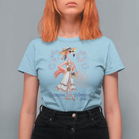 Celebrating 250 Years of American Spirit Flamingo T Shirt For Women Cute Patriotic Tropical Bird Summer Landmarks Fireworks