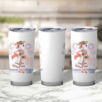 Celebrating 250 Years of American Spirit Flamingo Tumbler Cup Cute Patriotic Tropical Bird Summer Landmarks Fireworks
