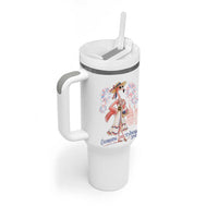 Celebrating 250 Years of American Spirit Flamingo Tumbler With Handle Cute Patriotic Tropical Bird Summer Landmarks Fireworks