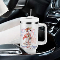 Celebrating 250 Years of American Spirit Flamingo Tumbler With Handle Cute Patriotic Tropical Bird Summer Landmarks Fireworks