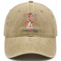 Celebrating 250 Years of American Spirit Flamingo Washed Cotton Baseball Cap Cute Patriotic Tropical Bird Summer Landmarks Fireworks