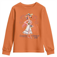 Celebrating 250 Years of American Spirit Flamingo Youth Sweatshirt Cute Patriotic Tropical Bird Summer Landmarks Fireworks